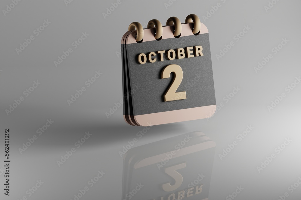 Aufkleber standing black and golden month lined desk calendar with date october 2. modern design with golden e