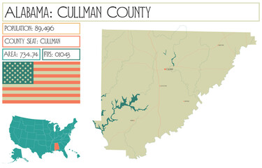 Large and detailed map of Cullman county in Alabama, USA.