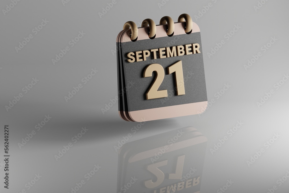 Aufkleber standing black and golden month lined desk calendar with date september 21. modern design with golde