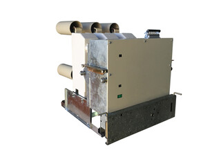 Vacuum switch equipment in grey frame in PNG isolated on transparent background