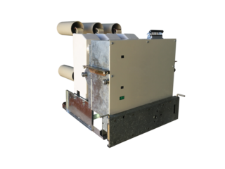 Vacuum switch equipment in grey frame in PNG isolated on transparent background