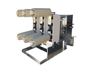 Vacuum switch equipment in grey frame in PNG isolated on transparent background