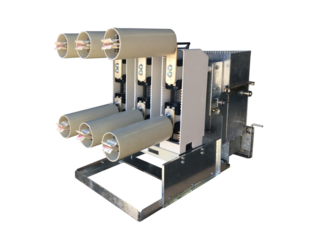 Vacuum switch equipment in grey frame in PNG isolated on transparent background