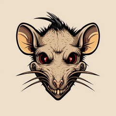 Illustration of an ugly rat or mouse. For illustration or design. Generative AI. - obrazy, fototapety, plakaty