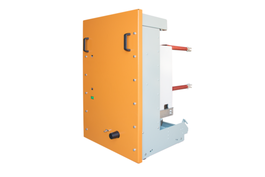 Vacuum switch equipment in orange frame in PNG isolated on transparent background