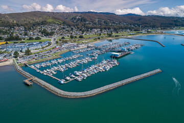 El Granada, Califonia. Pillar Point Harbor in Princeton. Boats and Yachts in Background. Indian...