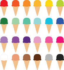 set of rainbow ice cream