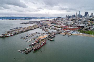 Aquatic Park Pier , Cove and Municipal Pier in San Francisco. Maritime National Historic Park in...