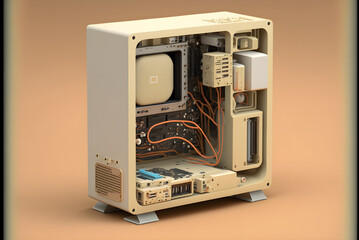 PC computer parts repaired 3d minimalist design created with Generative AI Technology