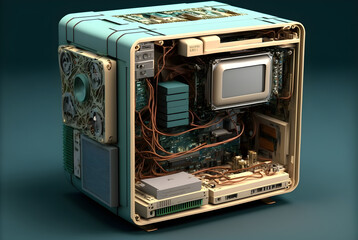 PC computer parts repaired 3d minimalist design created with Generative AI Technology