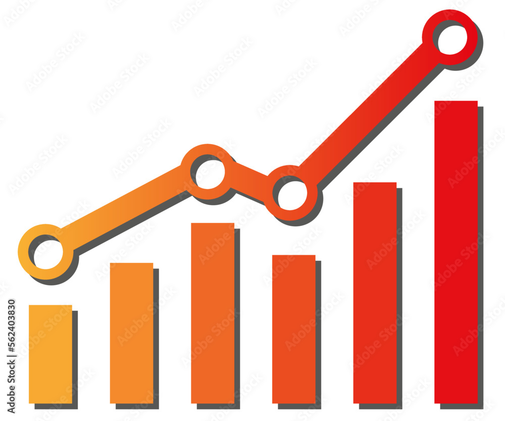 Poster graph with increase report. diagram with rise and gain progress. vector