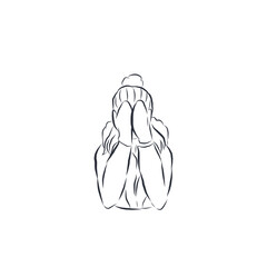 Line winter lady isolated on white background.