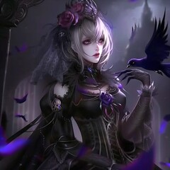 Gothic lady in anime style. High quality illustration