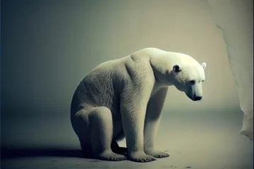 Foto op Canvas Melancholic Polar Bear, Climate Change, Climate Issue, global warming © Luisa