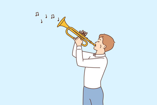 recommend clip art: Small boy play on trumpet