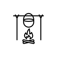 Pot on fire icon in vector. Logotype