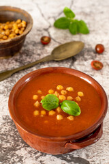Vegan tomato soup with chickpeas
