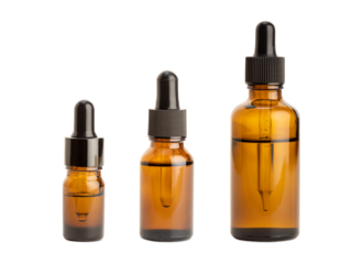 Set of Amber glass bottle with pipette isolated