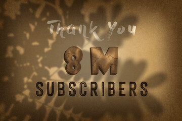 8 Million  subscribers celebration greeting banner with Clay Design