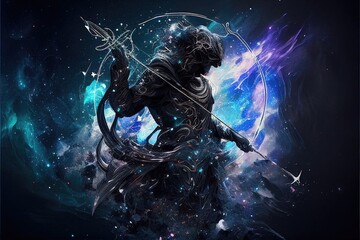 signo de sagitário, zodíaco, cosmos, sagitário, 3d, gerado por AI	