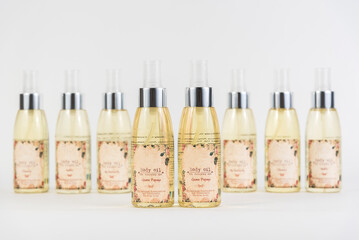 Product photograph of bottles of natural body oil