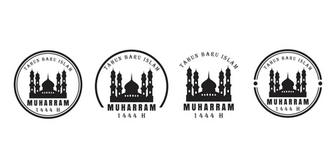 Muslim mosque vector in welcoming the Islamic new year, flat and simple.