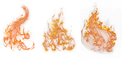 Fire PNG. Realistic Fire Flames with smoke and sparkles transparent on without background. Burning red wildfire flames set, burn bonfire silhouette and blazing fiery spurts of flame
