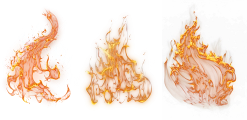 Fototapeten Feuer & Flamme Fire PNG. Realistic Fire Flames with smoke and sparkles transparent on without background. Burning red wildfire flames set, burn bonfire silhouette and blazing fiery spurts of flame  © Jasinski