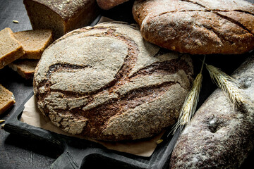 Assortment of different types of bread.