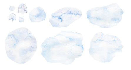 Fototapeta premium Abstract watercolor blue spots. Watercolor isolated illustration on white background