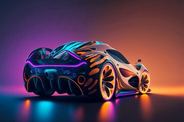 Abstract sports car futuristic artistic illustration, multicoloured detailed, ai generated