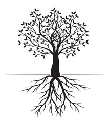 Shape of Spring Tree with Leaves. Vector outline Illustration. Plant in Garden.