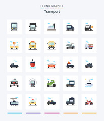 Creative Transport 25 Flat icon pack  Such As car. outline. train. forklift. transport