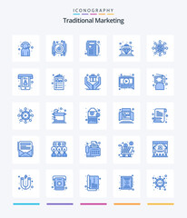 Creative Traditional Marketing 25 Blue icon pack  Such As networking. service. writer. royal. offer