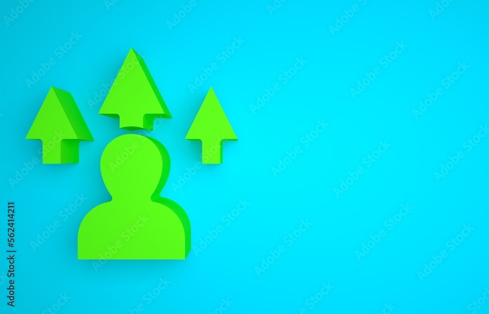 Poster green web design and front end development icon isolated on blue background. minimalism concept. 3d 