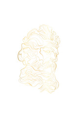 Zeus, God of thunder, sculpture, Printable One Line Drawing, One line drawing sketch Zeus sculpture. Greece mythology statue hand drawn continuous line, ancient greek god. Modern vector art