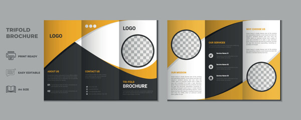 trifold brochure proposal Leaflet Flyer annual report magazine cover page three fold layout booklet company profile portfolio vector template and advertise presentation design