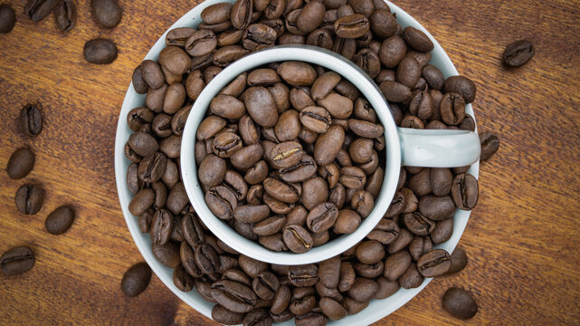 Macro high-resolution image of coffee beans