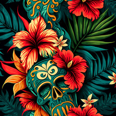 hawaiian shirt pattern - obrazy, fototapety, plakaty