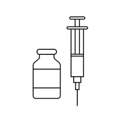 vaccine icon. Syringe and vaccine vial flat icons. Treatment for coronavirus covid-19. Isolated vector illustration