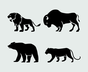 Set of Four Animal Mascots, Vector Illustration
