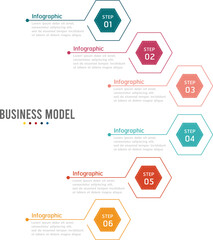 Business vector Infographic design template with 6 options or steps. Process diagram, presentations, workflow layout, banner, flow chart, info graph.