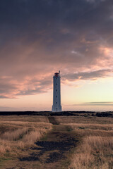 Malariff lighthouse during sunrise - Iceland