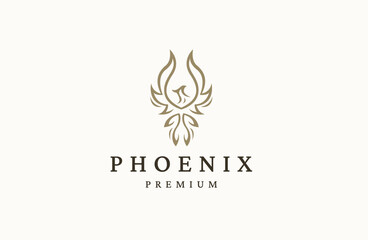 Phoenix bird logo icon design template flat vector