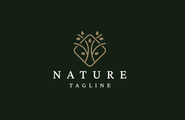 Elegant natural tree logo icon design template flat vector