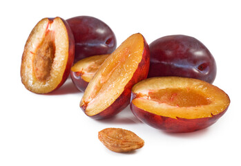plums group red purple  on white background