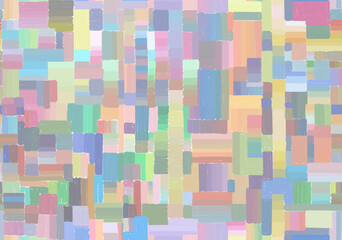 Watercolor drawing of colored squares of pastel colors.Abstraction and seamless background.