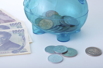 豚の貯金箱とお金