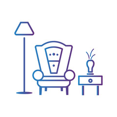 Furniture logo creative design. Chair design with line art technique