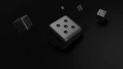 dice on black background 3D rendering 